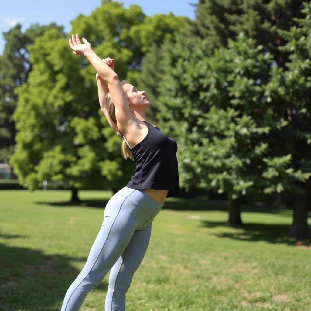 Person doing light exercise outdoors