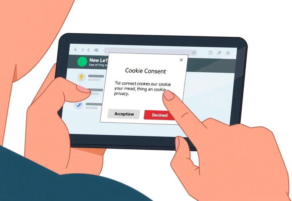 Person, die Cookie-Einstellungen auf einem Tablet verwaltet